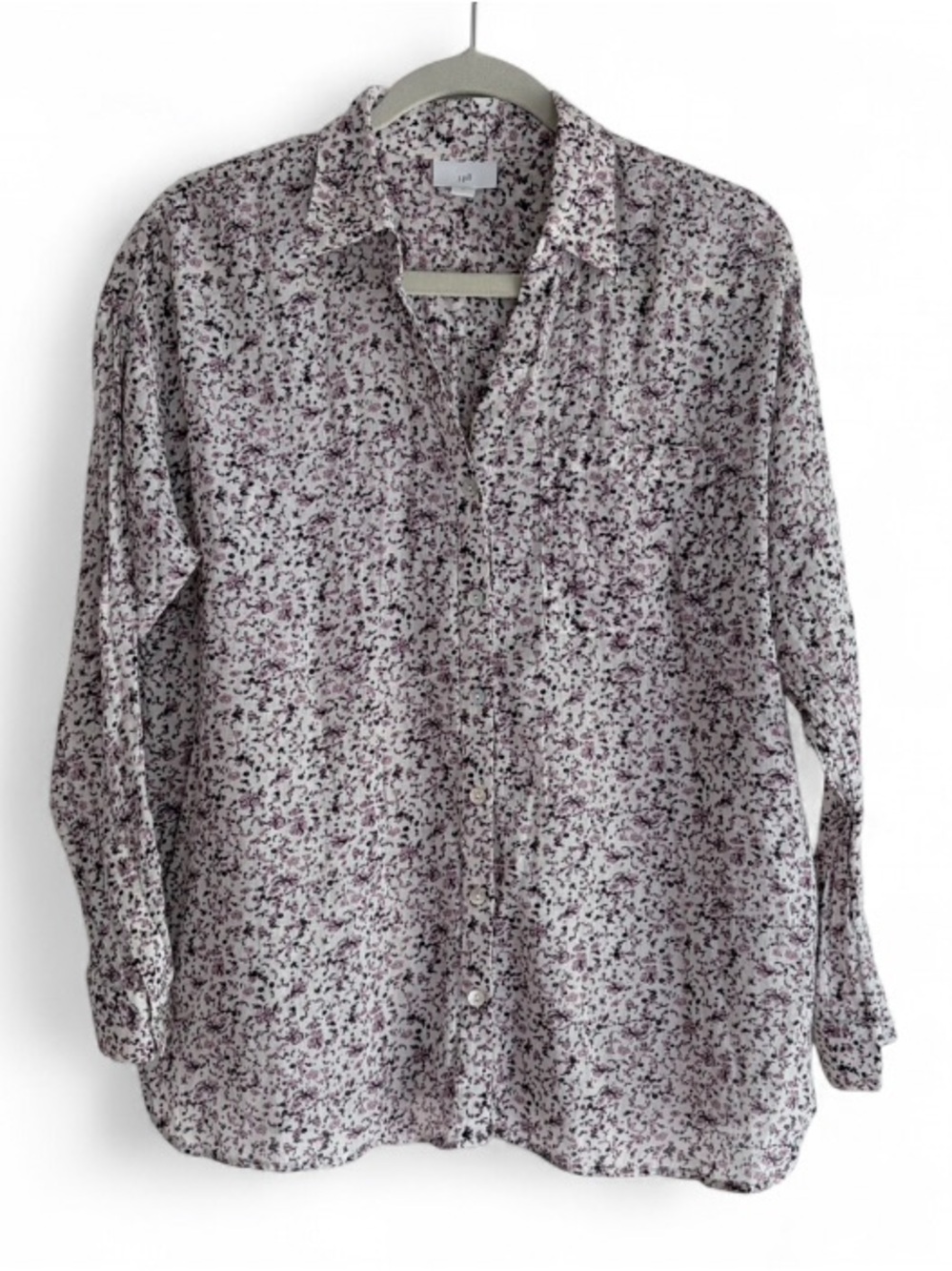 J. Jill Floral Lightweight 100% Cotton Long Sleeve Button Down Shirt Size M